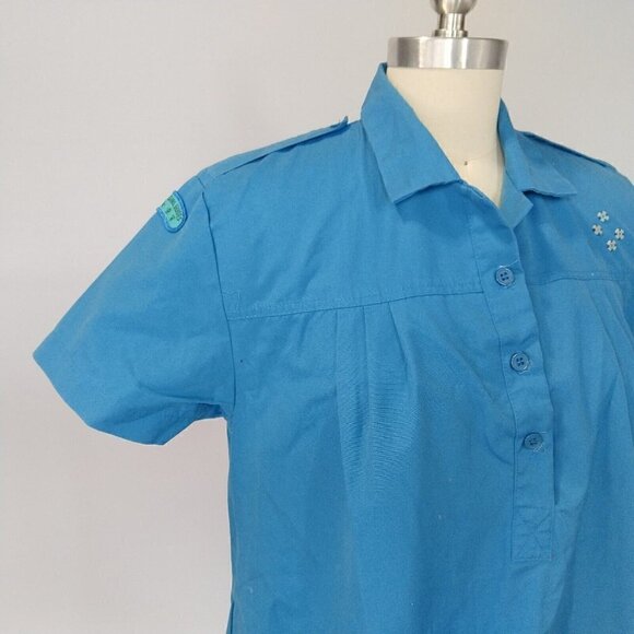 Vintage Hong Kong Girl Guides Uniform Dress Size M Blue 1970's Schoolgirl Scouts - Picture 5 of 12